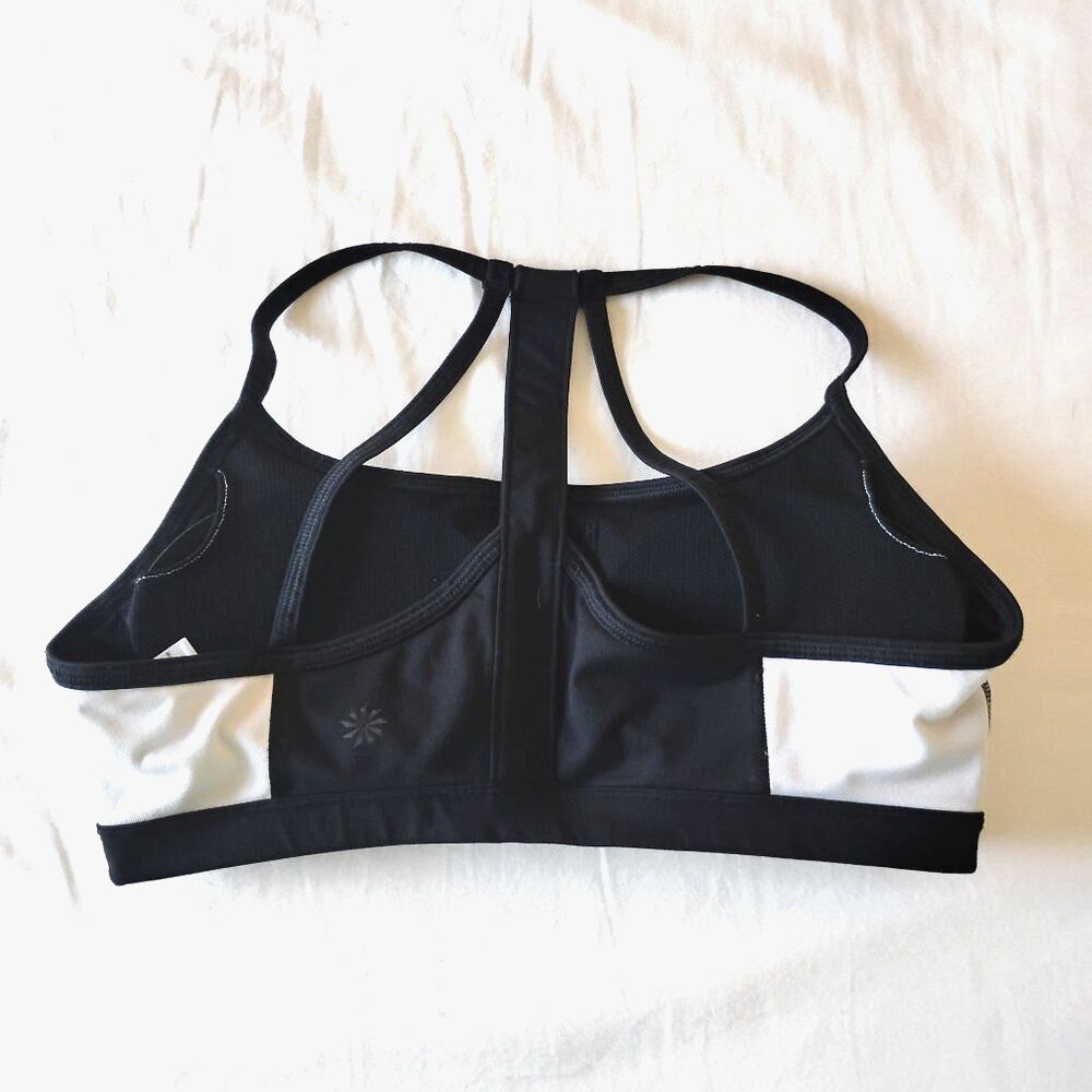 Athleta Running Wild Bra Size Medium Black White - Picture 2 of 8